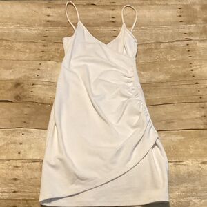 Forever 21 White Ruched Mini Dress